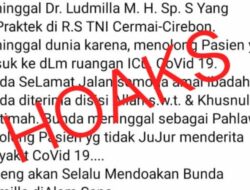 Kabar Dokter di RS Ciremai yang Meninggal Dunia karena Covid-19, Dipastikan Hoaks