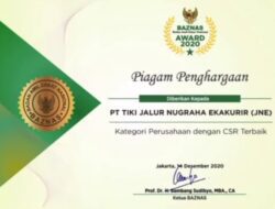 JNE Kembali Raih Penghargaan dari Baznas