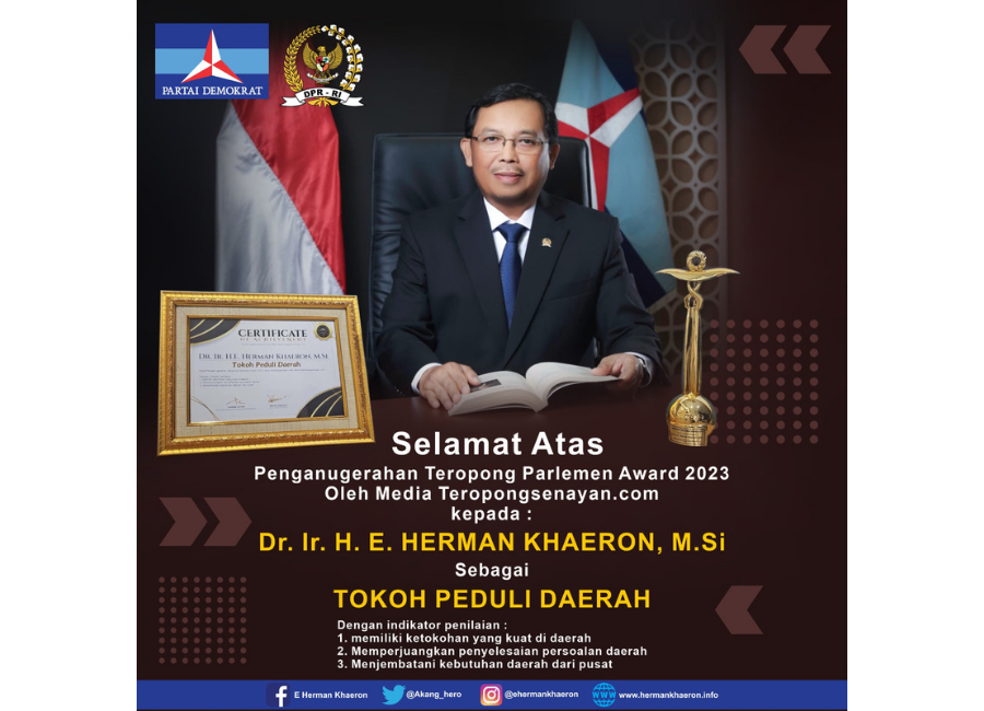 Herman Khaeron Raih Penghargaan Tokoh Peduli Daerah
