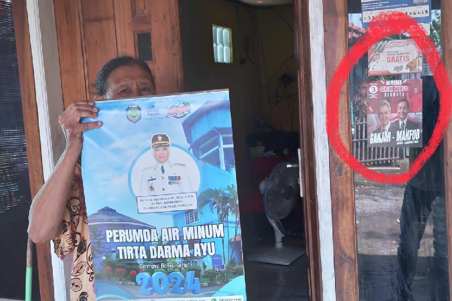 Manager PDAM di Indramayu Diduga Bagikan Stiker Capres