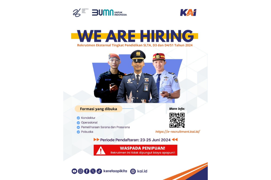 KAI Buka Rekrutmen Eksternal, Ini Formasinya