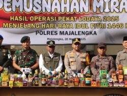 Operasi Pekat, Polres Majalengka Musnahkan Ribuan Botol Miras