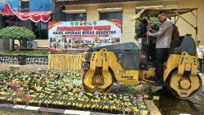 Operasi Miras di Majalengka Sita 5.195 Botol Minuman Keras